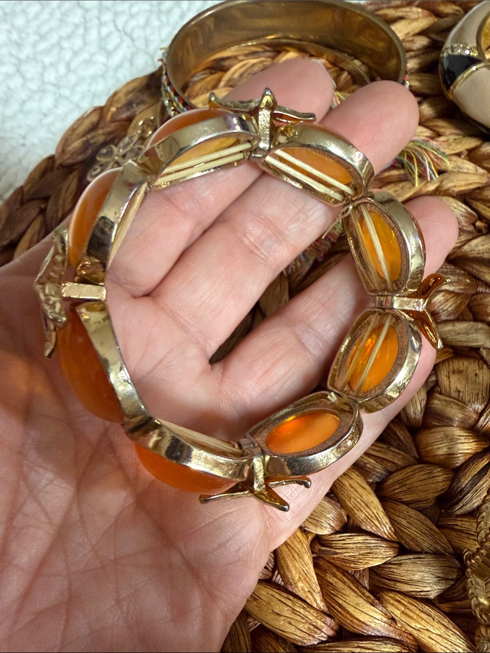 Mixed Gold-Tone, Beige-Black Multi-Accent Women’s Bangle Bracelet Bundle - Picture 9 of 14